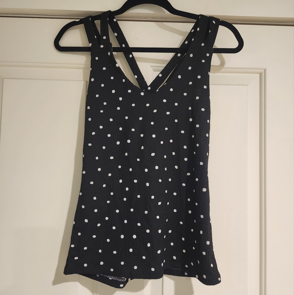 Black and White Polka Dot Women's Tank Top Size Small Petite